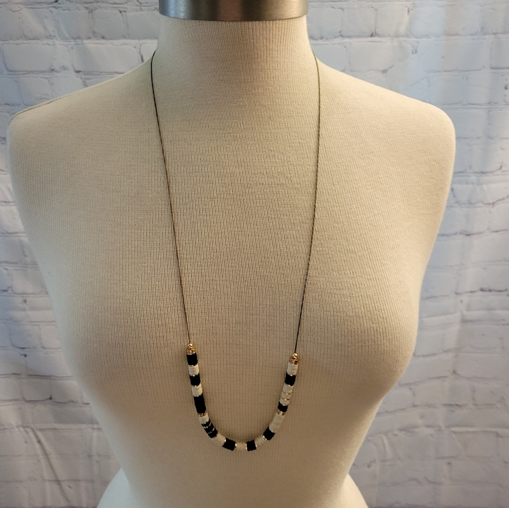 Madewell Chain Disc Necklace Black White